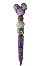 She Sparkles in Purple | Lavender Quilted Ears, Purple Crystal & Pearl Pen