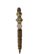 Liquid Gold | Bronze Crystal Barrel, Amber Gem & Champagne Stack Pen