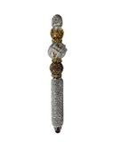 The Crowned & Polished | Silver Crystal, Gold Crown & Mocha Pavé Luxe Stylus Pen