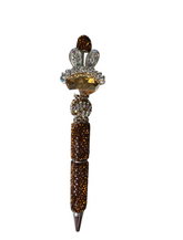 Warm Royalty | Oversized Amber Gem, Crystal Ears & Bronze Luxe Pen