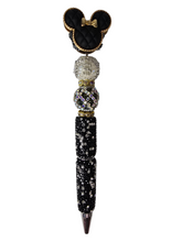 Main Character | Black Quilted, Gold Bow & Crystal Luxe Pen