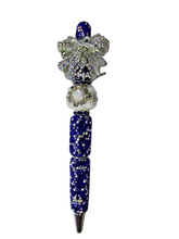 The Blue Duchess | Cobalt Crystal, White Rose & Silver Crown Pen