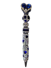 She Loves Loud | Cobalt Heart Crown, Crystal & Blue Heart Barrel Pen