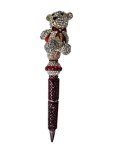 Soft & Fierce | Crystal Bear, Burgundy Crystal & Red Bow Pen