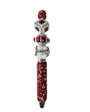 The Power Petal | Ruby Glitter, White Rose Charm & Silver Crystal Stylus Pen