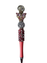 She Transforms in Pink | Pink Crystal Butterfly, Pink Crystal & Silver Globe Pen