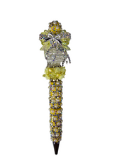 She Glows in Yellow | Pearl Barrel, Yellow Rose & Silver Crystal Bow Pen