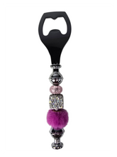 Amethyst Glow | Pink Crystal, Silver Pave & Magenta Fur Luxe Bottle Opener
