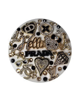 Hello Prada | White, Black & Gold Crystal Designer Compact Mirror