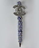 She Speaks Chanel | Periwinkle Pearl, AB Crystal & Silver Topper Pen