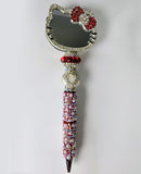 She Checks & Conquers | Hello Kitty Mirror, Pink Pearl & Red Crystal Pen