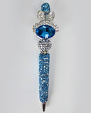 Aqua Royale | Aqua Crystal, Oversized Blue Gem & Silver Ear Pen