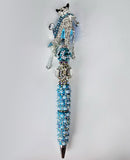 She Left in Glass Heels | Crystal Shoe Topper, Blue Pearl & AB Crystal Pen