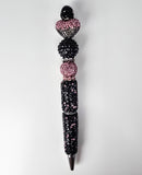 Dark Romance | Black Crystal, Pink Globe & Crystal Heart Pen