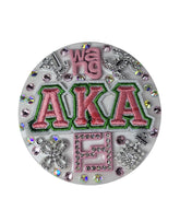 AKA 1908 Compact Mirror with Light | Pink & Green Crystal Couture