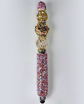 The Golden Rose | Pink AB Crystal, Gold Bloom & Clear Crystal Stylus Pen