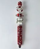 The Power Petal | Ruby Glitter, White Rose Charm & Silver Crystal Stylus Pen