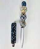 The Deep Blue Divine | Deep Teal, AB Prism & Silver Pavé Luxe Stylus Pen