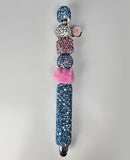 The Ocean Rose | Teal Glitter, Pink Fur & Silver Pavé Stylus Pen