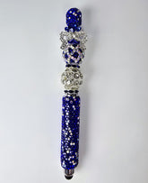 The Sapphire Crown | Deep Blue Crystal & Silver Pavé Stylus Pen