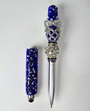 The Sapphire Crown | Deep Blue Crystal & Silver Pavé Stylus Pen
