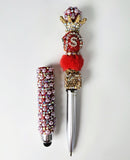 The Crowned Bag | Ruby Crown, Dollar Sign & Rose Gold Stylus Pen