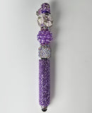 The Violet Vision | Amethyst Glitter, White Bloom & Silver Crystal Luxe Stylus Pen