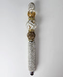 The Crowned & Polished | Silver Crystal, Gold Crown & Mocha Pavé Luxe Stylus Pen