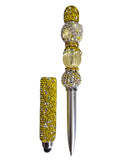 The Midas Touch | Gold Glitter, Pearl Crown & Silver Crystal Stylus Pen