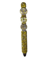 The Midas Touch | Gold Glitter, Pearl Crown & Silver Crystal Stylus Pen
