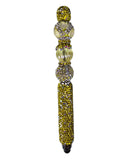 The Midas Touch | Gold Glitter, Pearl Crown & Silver Crystal Stylus Pen