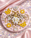 She's the Queen| Blush, Pearl Bee & Honeycomb Gold Luxe Compact Mirror