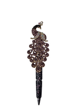 Unapologetically on Display | Crystal Peacock Topper & Black Barrel Pen