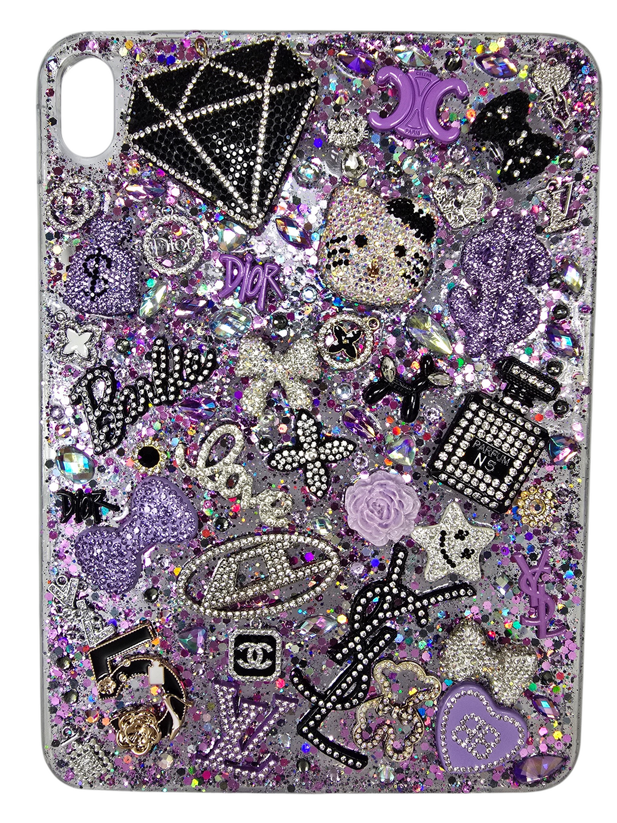 Lavender Noir | Purple Glitter & Crystal Designer iPad Case