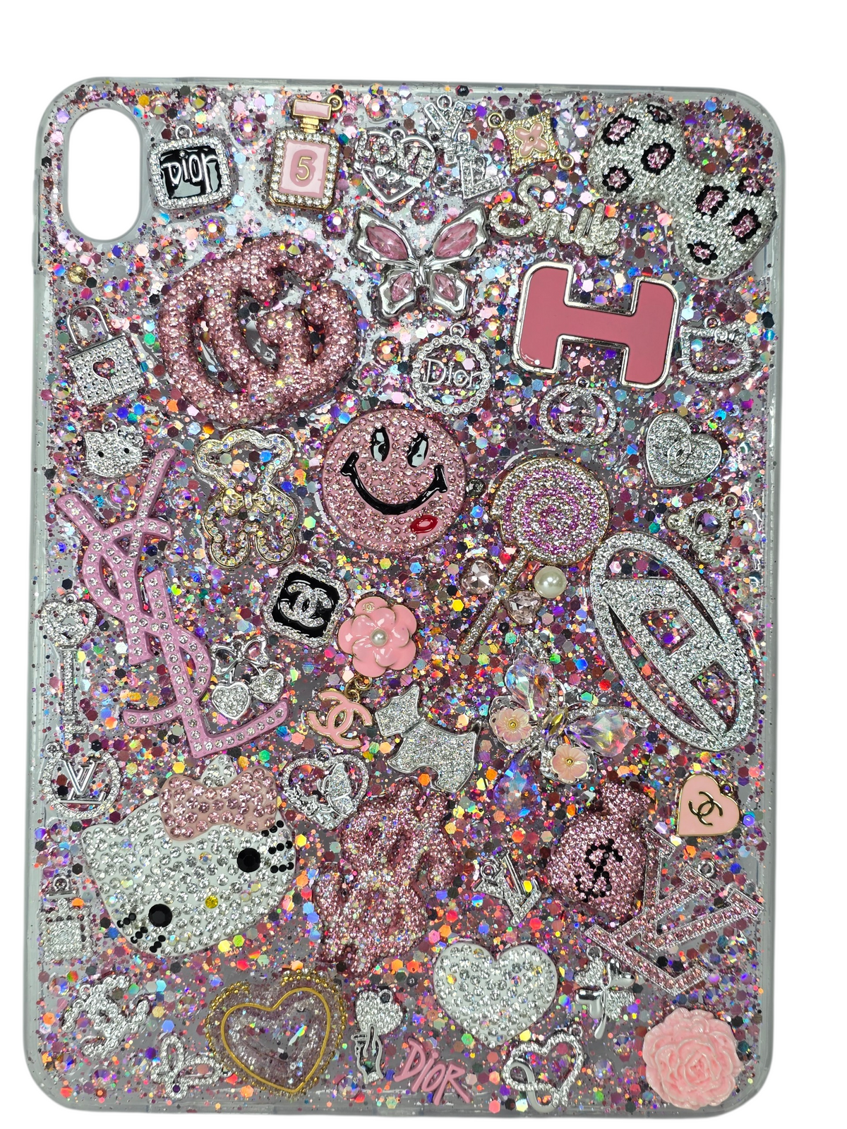 Smile, She's Dripping | Pink Holographic & Crystal Designer iPad Case