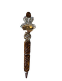 Warm Royalty | Oversized Amber Gem, Crystal Ears & Bronze Luxe Pen