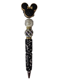Main Character | Black Quilted, Gold Bow & Crystal Luxe Pen