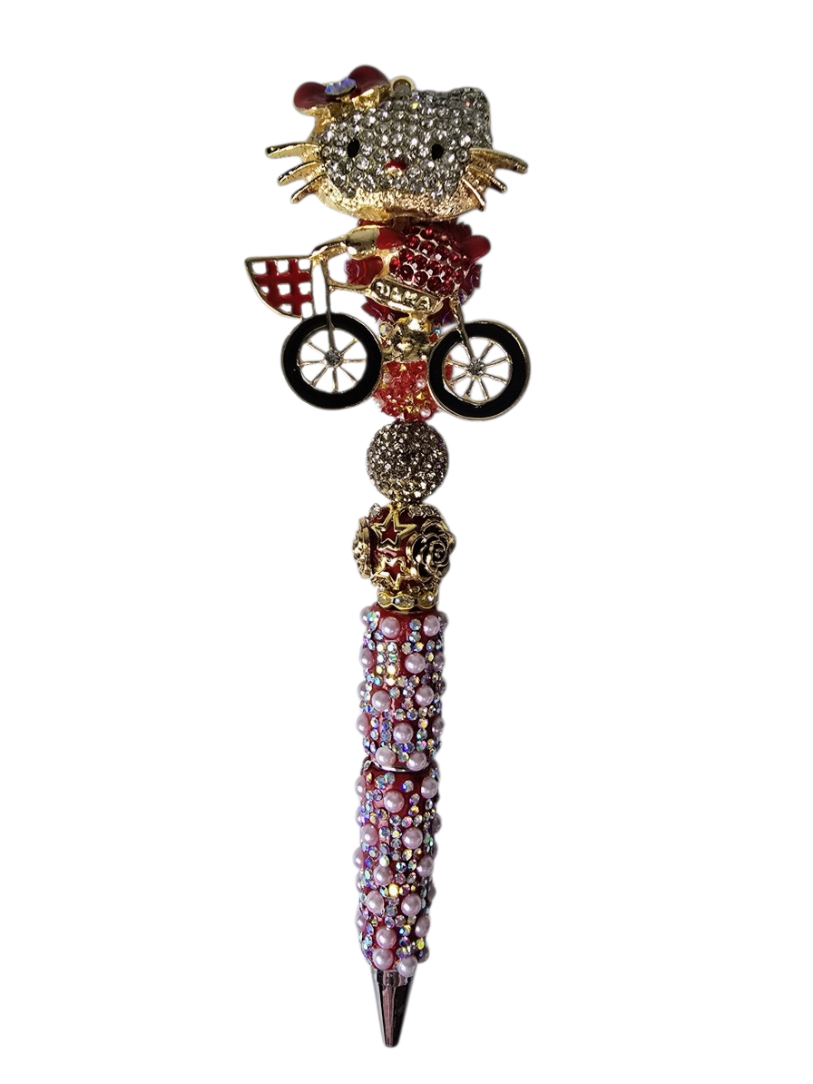 Main Character on the Move | Crystal Hello Kitty, Red Pearl & Gold Luxe Pen