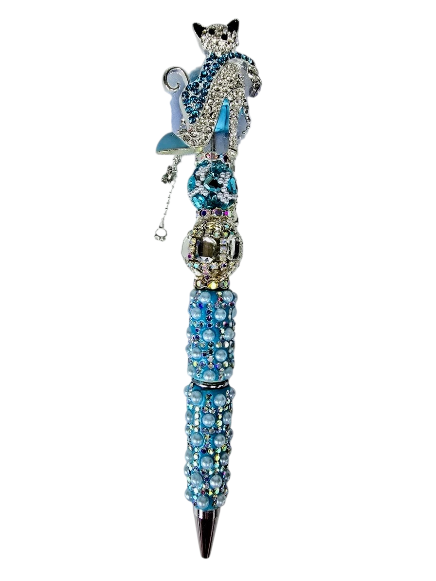 She Left in Glass Heels | Crystal Shoe Topper, Blue Pearl & AB Crystal Pen