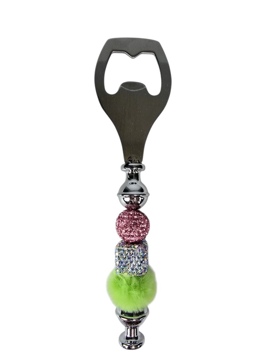 Pretty Girl Pours | AKA Pink, Green & Crystal Bottle Opener