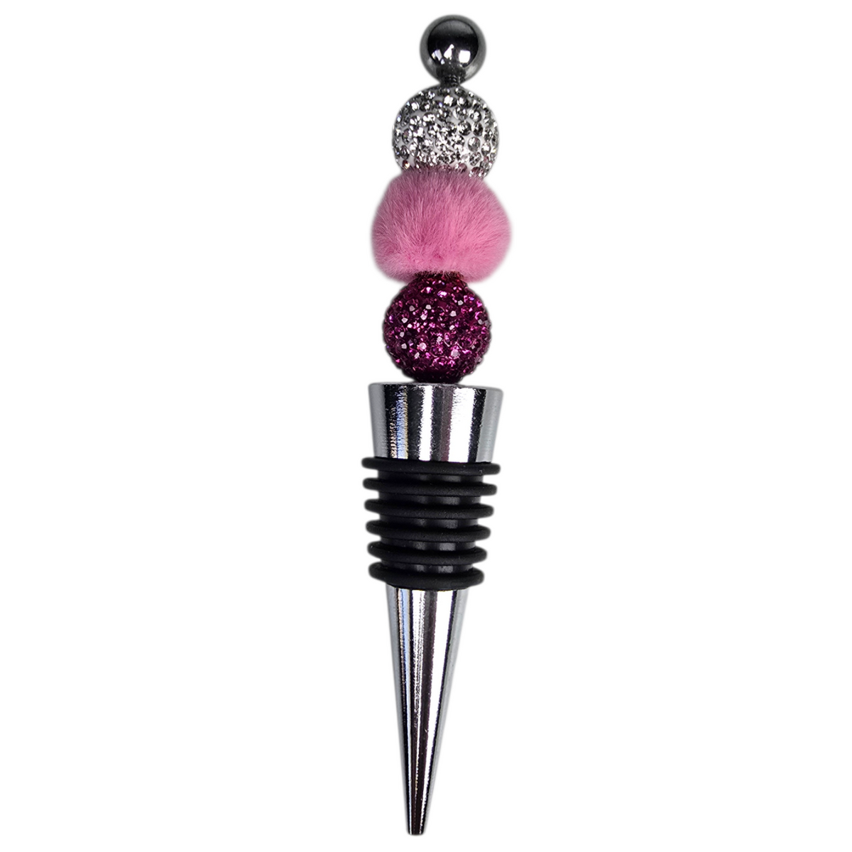 Blush & Bold | Pave Crystal, Pink Fur & Glitter Luxe Wine Stopper