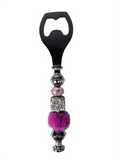 Amethyst Glow | Pink Crystal, Silver Pave & Magenta Fur Luxe Bottle Opener