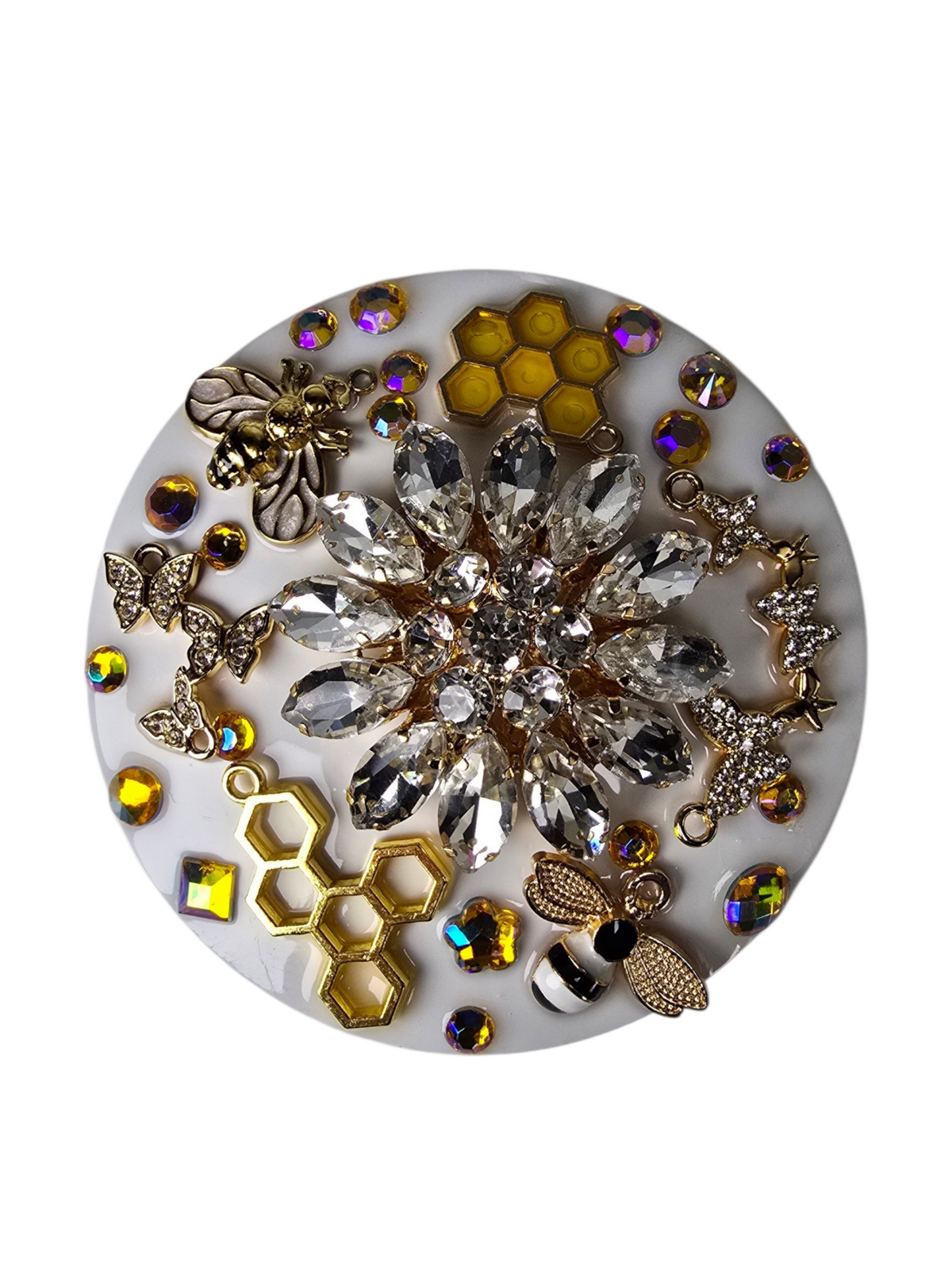 Sacred Reflection | Honey, Bee & Crystal Goddess Compact Mirror