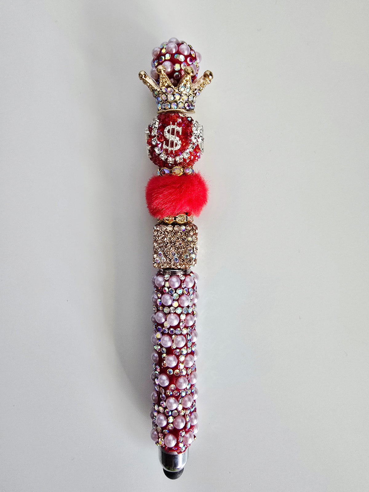 The Crowned Bag | Ruby Crown, Dollar Sign & Rose Gold Stylus Pen