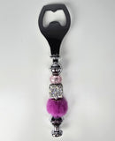 Amethyst Glow | Pink Crystal, Silver Pave & Magenta Fur Luxe Bottle Opener