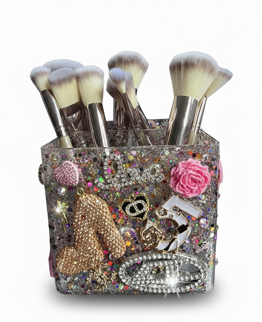 Queen of Every Corner | Mirror, Pink Script & Gold Silver Charm Organizer