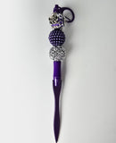 The Amethyst Queen | Deep Purple, Silver Crystal & Rose Charm Letter Opener