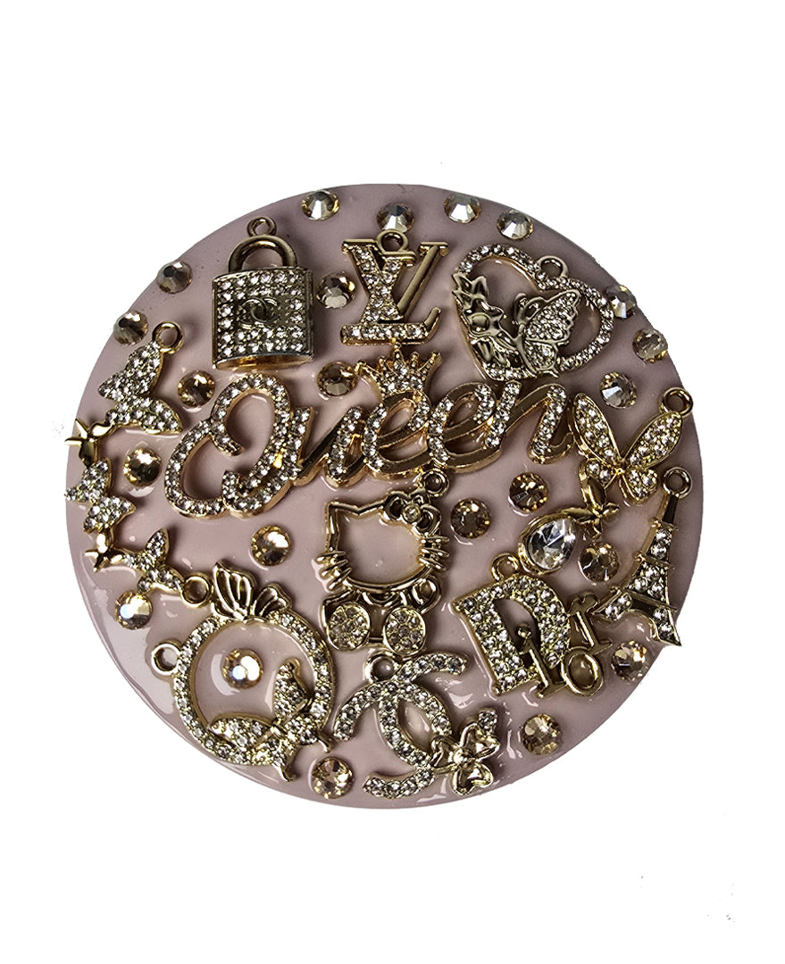 All Gold Everything | Blush & Gold Crystal Designer Compact Mirror