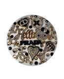 Hello Prada | White, Black & Gold Crystal Designer Compact Mirror