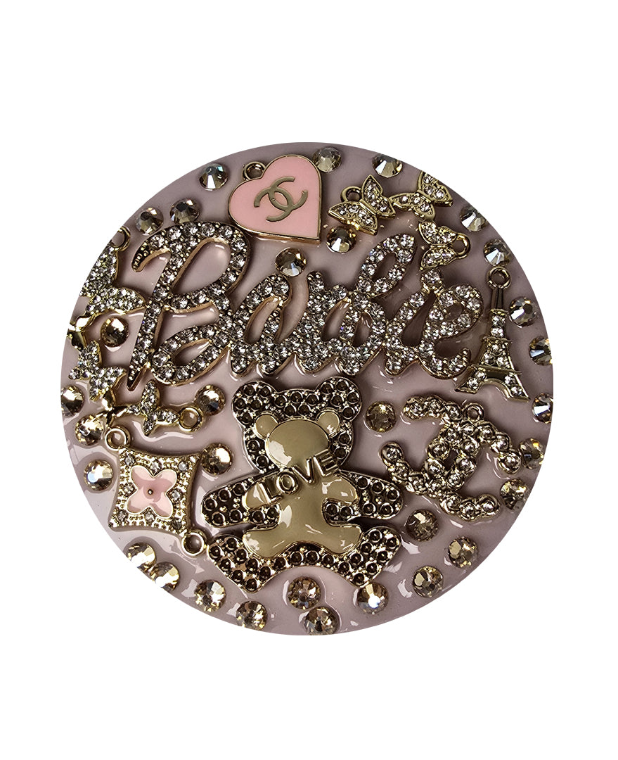 Golden Barbie | Blush & Gold Crystal Compact Mirror
